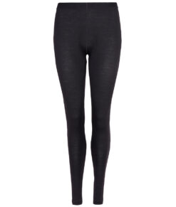 Svarta underställsbyxor. Merino Pants är tillverkade i 100% merinoull och ska bäras vid aktiviteter där extra värme och bra fukttransport behövs. Bilden visar byxan framifrån.