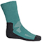 Merino Kid Socks är turkos/mörkgrå kraftiga strumpor i värmande i 100% mulesigfri merinoull med frottestickad sula. Perfekt för aktiviteter ute i kylan. Ullens unika egenskaper gör att den värmer även när den blir fuktig. Bilden visas från sidan.