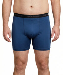 Blåa Boxershorts i ett tunt och behagligt funktionsmaterial som med fördel kan bäras vid aktiviteter där extra bra fukttransport behövs. Bilden visar en manlig modell framifrån.