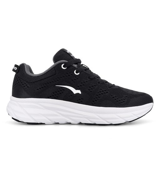 Octane är en svart/vit komfortabel och luftig sneaker med en stickad ovandel av hög kvalitet som ger både flexibilitet och en skön passform. Visad från sidan.