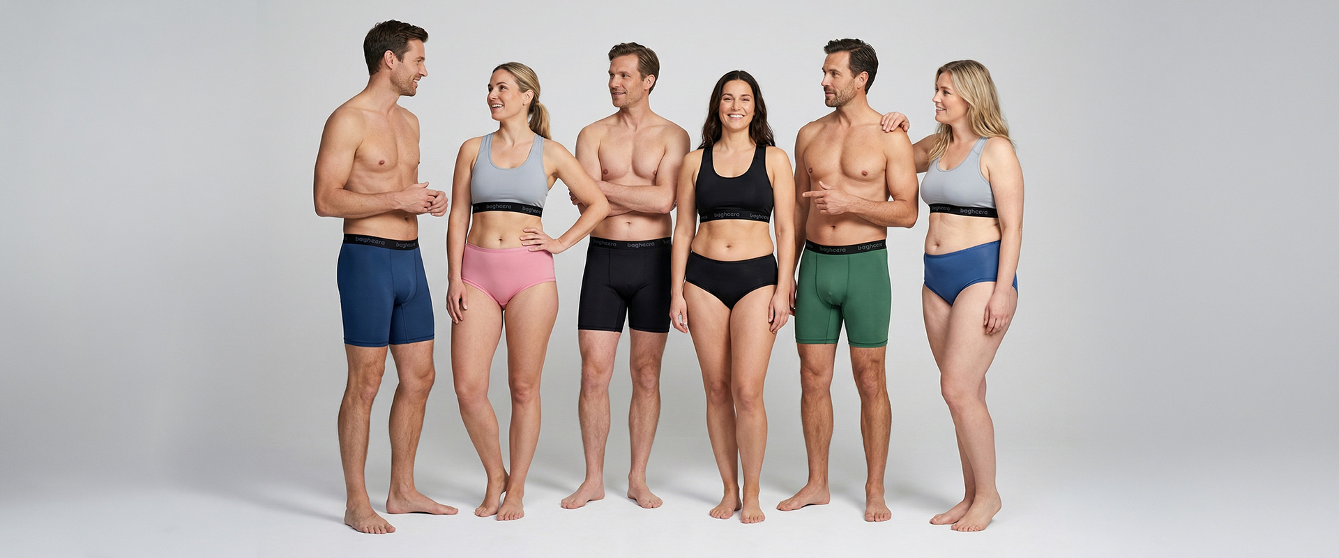 Bagheera Smooth Hipster och Boxer. Bilden visar tre tjejer och tre killar i smooth underkläder.
