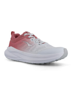 Bagheera sigma en vit rosa lätt bekväm sneaker i unisexmodell. Bilden visar skon snett framifrån mot vit studiobakgrund.