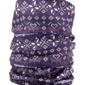 Plommonfärgad Dalecarlianmönstrad tube i en studio med ljusgrå bakgrund. Bilden visar tuben framifrån.