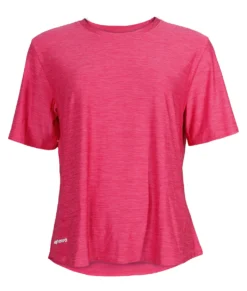 Ceriserosa Melange tränings t-shirt med lös passform. T-shirten visas framifrån i en studio med vit bakgrund.